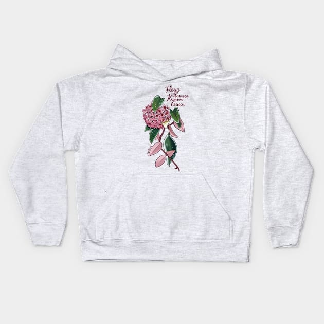 Hoya carnosa Krimson Queen in bloom Kids Hoodie by Wieskunde